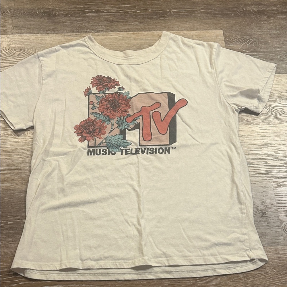 MTV Cream Floral Graphic Tee